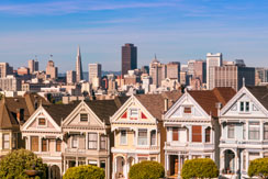 Famous Painted Ladies at Alamo Square in San Francisco, California, USA