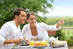 A couple at breakfast during honeymoon tour in USA